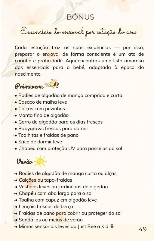 Bónus do ebook A doce viagem da gravidez