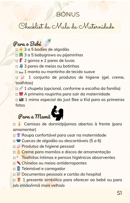 bónus do ebook A doce viagem da gravidez